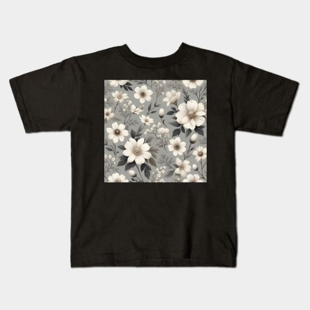 White Flowers Kids T-Shirt by Jenni Arts